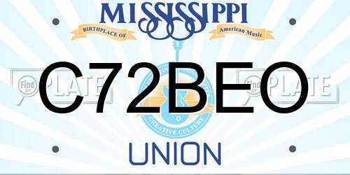 C72BEO Mississippi License Plate