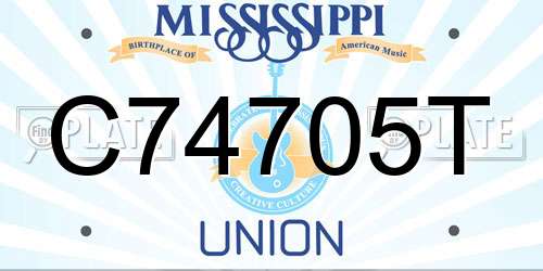 C74705T Mississippi License Plate