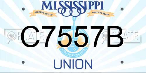 C7557B Mississippi License Plate