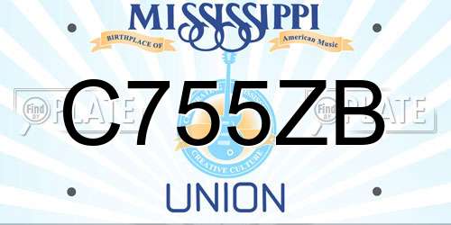 C755ZB Mississippi License Plate