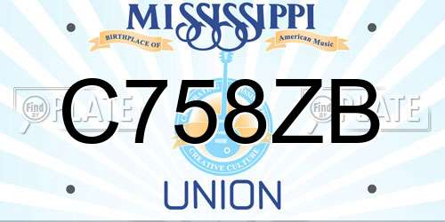 C758ZB Mississippi License Plate