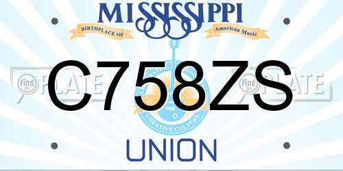 C758ZS Mississippi License Plate