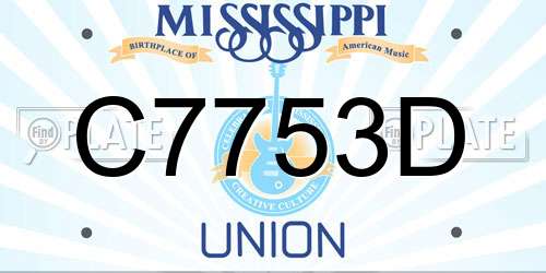 C7753D Mississippi License Plate
