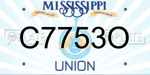 C7753O Mississippi License Plate