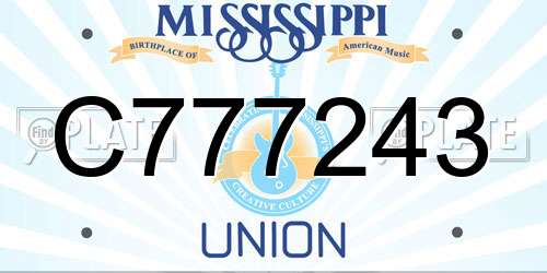C777243 Mississippi License Plate