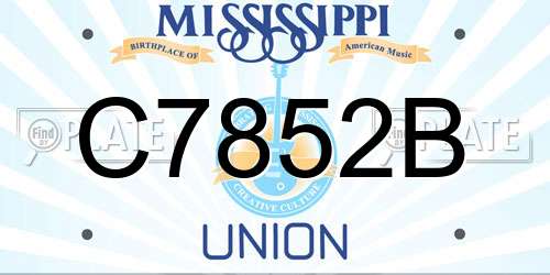 C7852B Mississippi License Plate