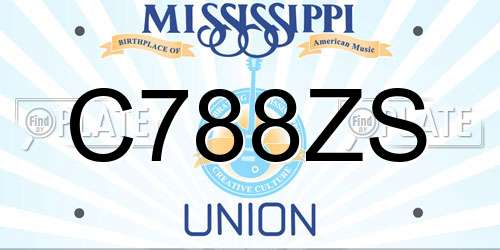 C788ZS Mississippi License Plate