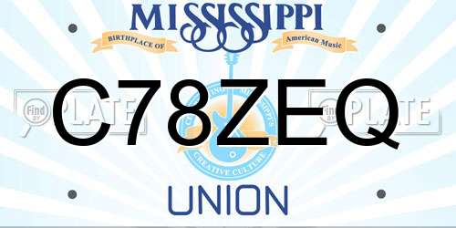 C78ZEQ Mississippi License Plate