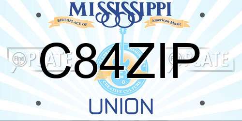 C84ZIP Mississippi License Plate
