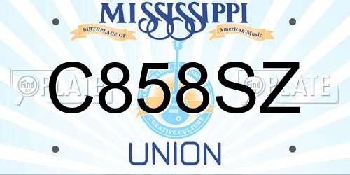 C858SZ Mississippi License Plate