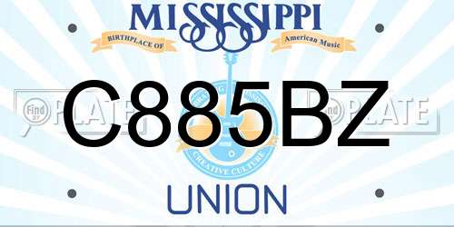 C885BZ Mississippi License Plate