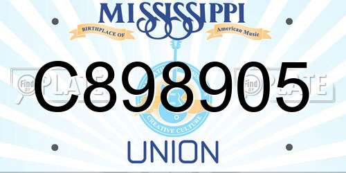 C898905 Mississippi License Plate