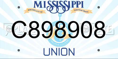 C898908 Mississippi License Plate