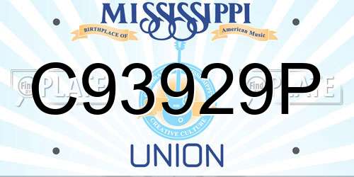 C93929P Mississippi License Plate