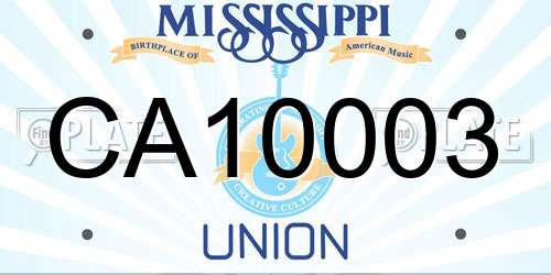 CA10003 Mississippi License Plate