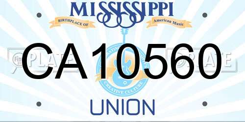 CA10560 Mississippi License Plate