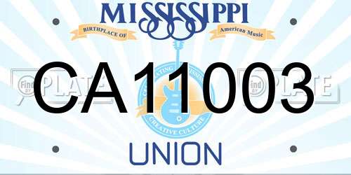 CA11003 Mississippi License Plate