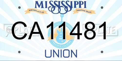 CA11481 Mississippi License Plate