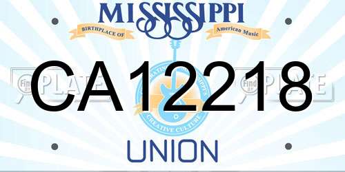CA12218 Mississippi License Plate