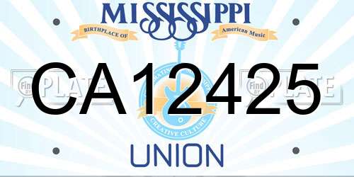 CA12425 Mississippi License Plate