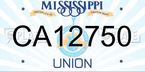CA12750 Mississippi License Plate