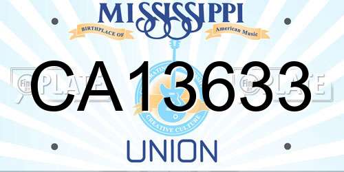 CA13633 Mississippi License Plate