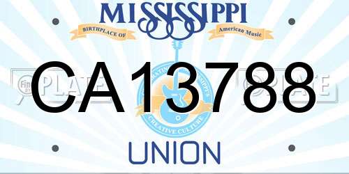 CA13788 Mississippi License Plate
