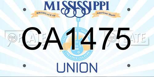 CA1475 Mississippi License Plate