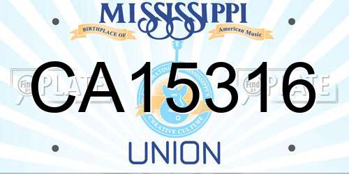 CA15316 Mississippi License Plate