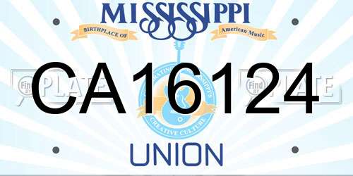 CA16124 Mississippi License Plate