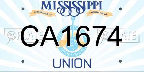 CA1674 Mississippi License Plate