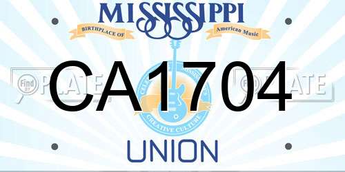 CA1704 Mississippi License Plate