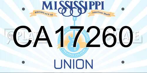 CA17260 Mississippi License Plate