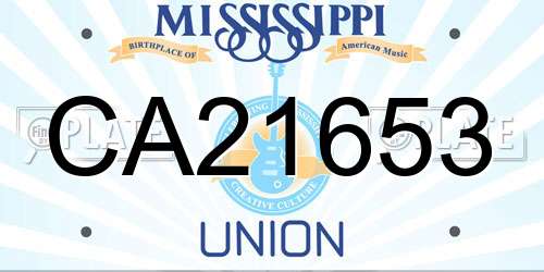 CA21653 Mississippi License Plate