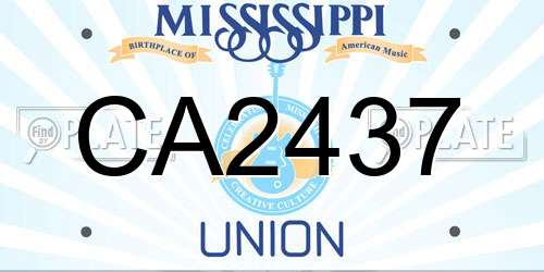 CA2437 Mississippi License Plate
