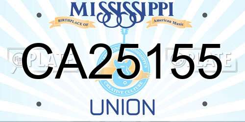 CA25155 Mississippi License Plate