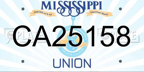 CA25158 Mississippi License Plate
