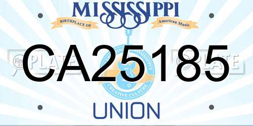 CA25185 Mississippi License Plate