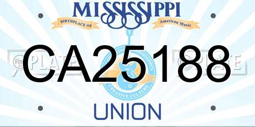 CA25188 Mississippi License Plate