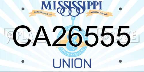CA26555 Mississippi License Plate