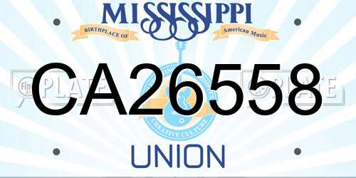 CA26558 Mississippi License Plate