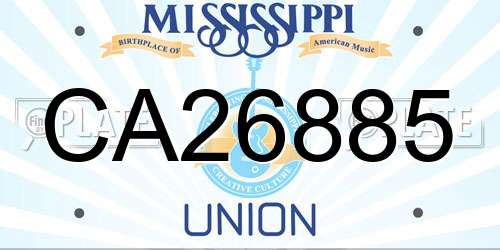 CA26885 Mississippi License Plate