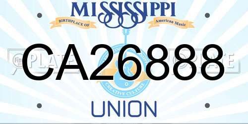CA26888 Mississippi License Plate