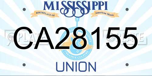 CA28155 Mississippi License Plate