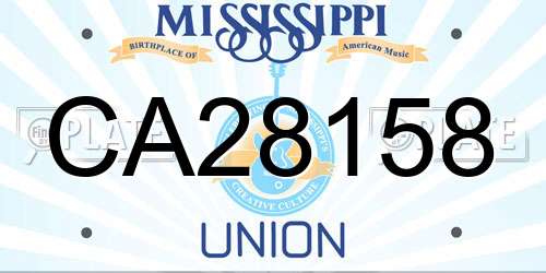 CA28158 Mississippi License Plate