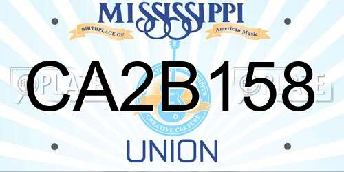 CA2B158 Mississippi License Plate