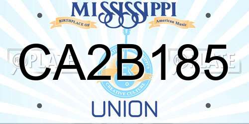 CA2B185 Mississippi License Plate