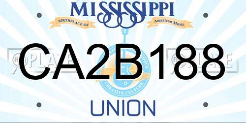 CA2B188 Mississippi License Plate