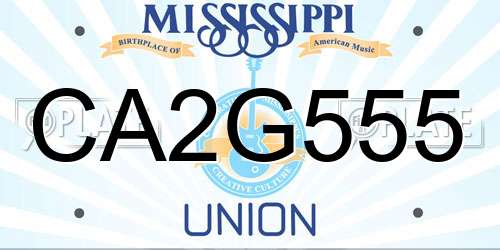 CA2G555 Mississippi License Plate