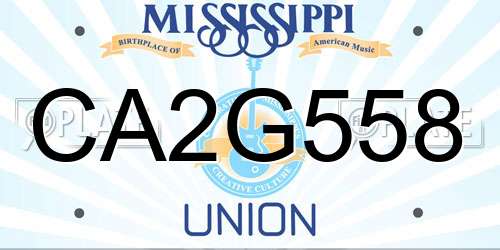 CA2G558 Mississippi License Plate